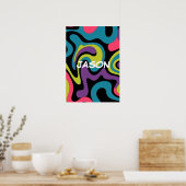 Personalized Neon Abstract Pattern — Retro Design Poster (Küche)