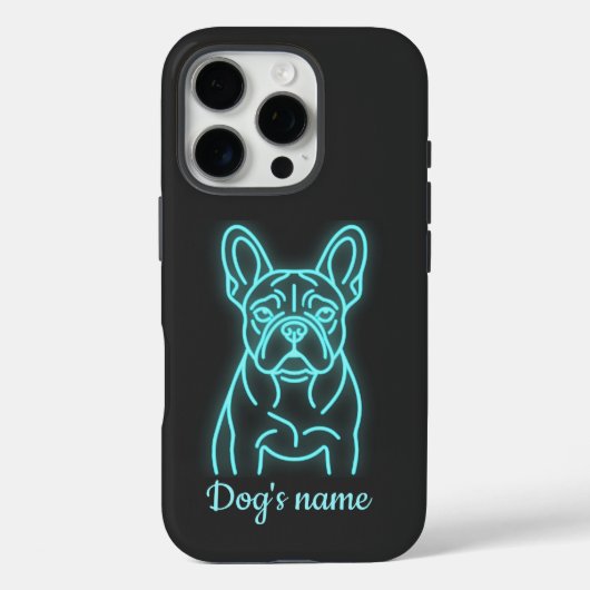 Personalized Neon French Bulldog Case-Mate iPhone Hülle (Rückseite)