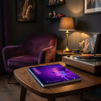 Personalized Neon Jazz Music Spiral Notebook Notizblock