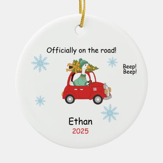 Personalized New Driver Ornament, Custom Licensed  Keramik Ornament (Vorne)