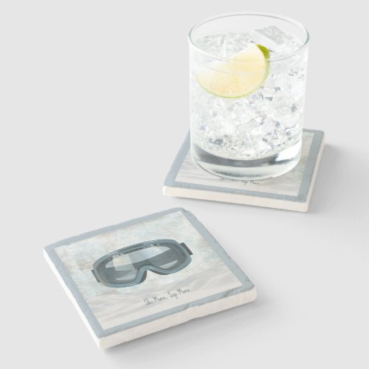 Personalized New Hampshire Ski Stone Coaster Steinuntersetzer (Seitenansicht)