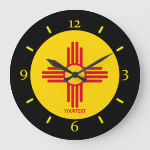 Personalized New Mexico State Flag Design on a Große Wanduhr