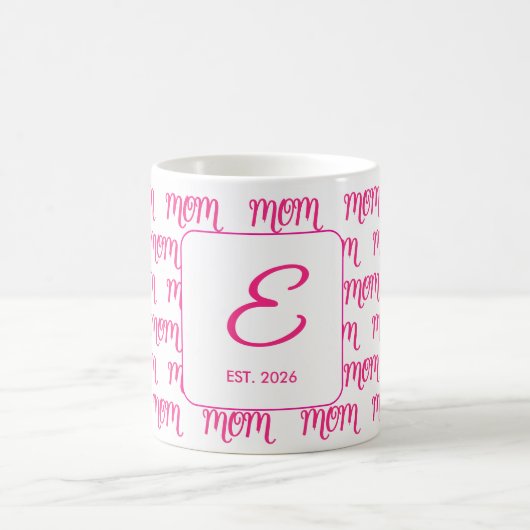 Personalized New Mom Established Pink Name Kaffeetasse (Mittel)