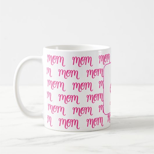 Personalized New Mom Established Pink Name Kaffeetasse (Links)