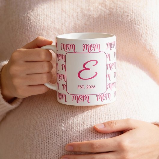 Personalized New Mom Established Pink Name Kaffeetasse