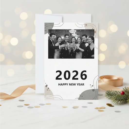 Personalized New Year Card 2026, Elegant New Year  Karte