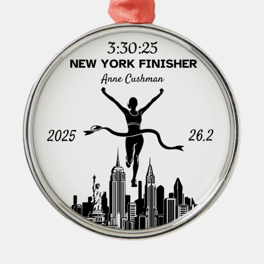 Personalized New York Marathon Finisher Gift Ornament Aus Metall (Vorne)