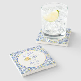 Personalized Newlywed Mediterranean Coastal Home  Steinuntersetzer