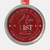 Personalized Nice List Medal Ornament (Vorne)