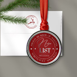 Personalized Nice List Medal Ornament Aus Metall