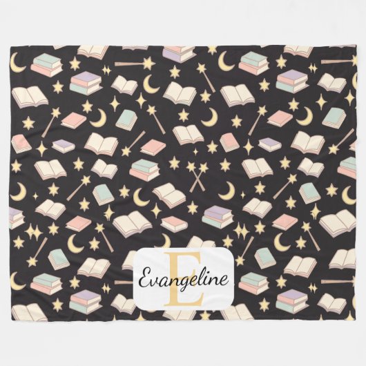 Personalized Night Reading Aesthetic Pattern Magic Fleecedecke (Vorderseite (Horizontal))