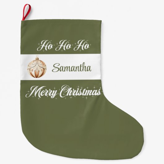 Personalized Nordic Script Christmas Stocking Großer Weihnachtsstrumpf (Vorderseite)