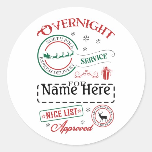 Personalized North Pole Express Delivery Sticker (Vorderseite)