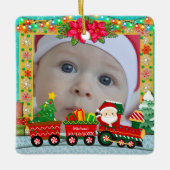 Personalized North Pole Express Photo Christmas Keramikornament (Vorderseite)