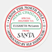Personalized North Pole Santa Name Sticker (Vorderseite)