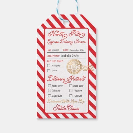 Personalized North Pole Special Delivery Santa Geschenkanhänger (Vorderseite)