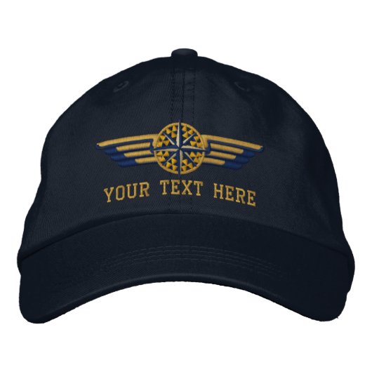 Personalized Northern Star Compass Pilot Wings Bestickte Baseballkappe (Vorderseite)