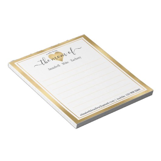 Personalized Note From the Mom of Notepad Notizblock (angewinkelt)