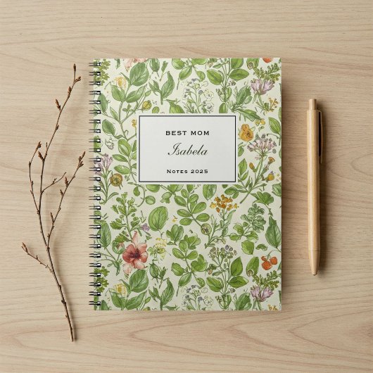 Personalized Notebook for Moms, Unique Floral  Notizblock