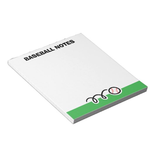 Personalized notepad with quirky baseball design notizblock (angewinkelt)