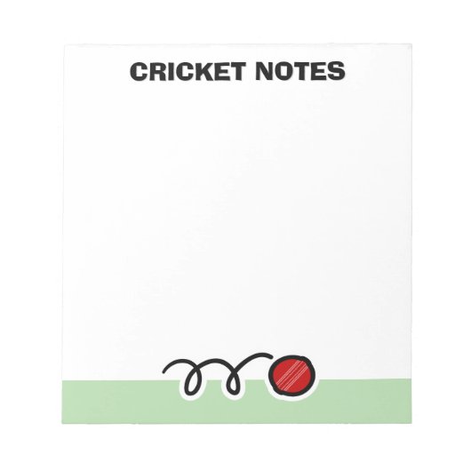 Personalized notepad with red cricket ball design notizblock (Vorderseite)