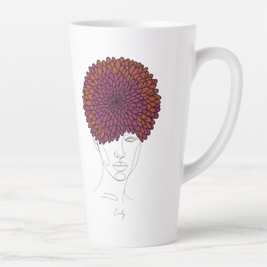 Personalized November Birth Flower Portrait Milchtasse (Rechts)