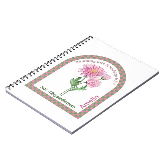 Personalized November Birth Month Flower Notebook Notizblock (Linke Seite)