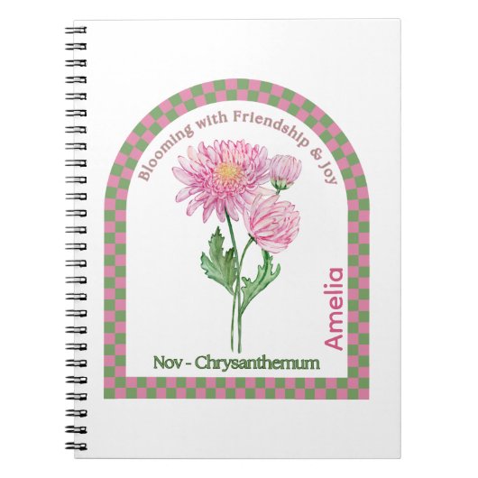 Personalized November Birth Month Flower Notebook Notizblock (Vorderseite)