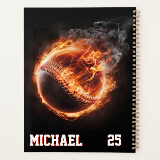 Personalized Number and Name Baseball Ball on Fire Planer (Rückseite)