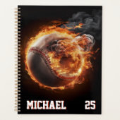 Personalized Number and Name Baseball Ball on Fire Planer (Vorderseite)