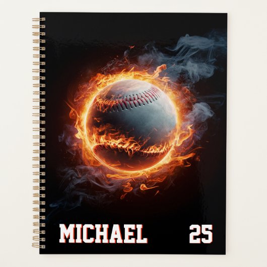 Personalized Number and Name Baseball Ball on Fire Planer (Vorderseite)
