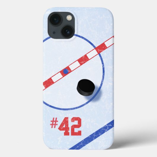 Personalized Number, Center Ice Hockey Player Case-Mate iPhone Hülle (Rückseite)