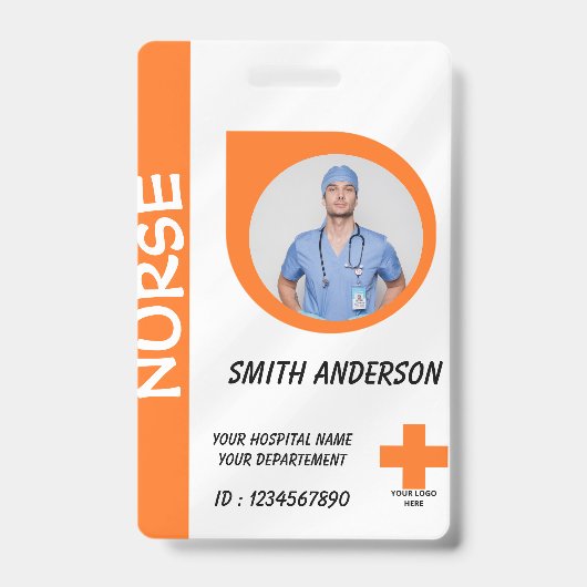 Personalized Nurse ID Badge for Hospital Staff Ausweis (Front)