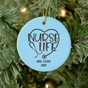 Personalized Nurse Life With Stethoscope Keramik Ornament