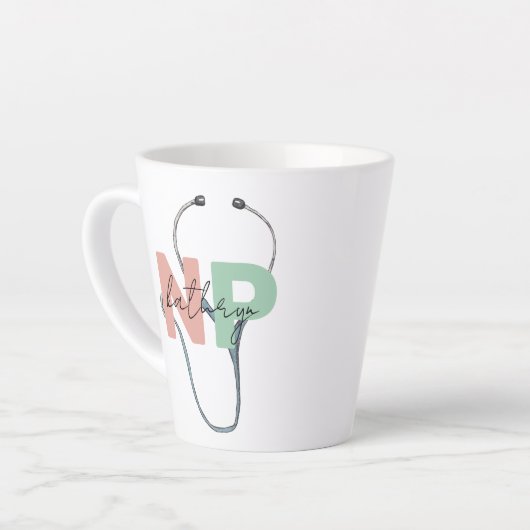 Personalized Nurse Practitioner Retro NP Name Gift Milchtasse (Linke Ecke)