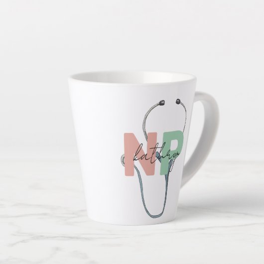 Personalized Nurse Practitioner Retro NP Name Gift Milchtasse (Rechte Ecke)