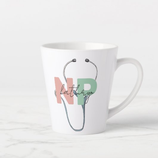 Personalized Nurse Practitioner Retro NP Name Gift Milchtasse (Rechts)