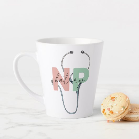 Personalized Nurse Practitioner Retro NP Name Gift Milchtasse (Beispiel)