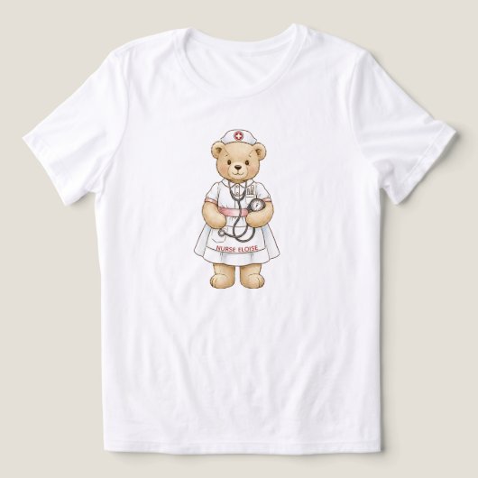 Personalized Nurse Teddy Bear Custom Name Nursing Tri-Blend Shirt (Design Vorderseite)
