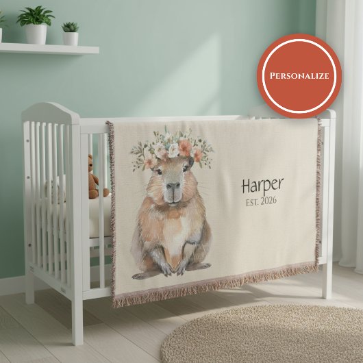 Personalized Nursery Blanket • Capybara Baby Decor Decke