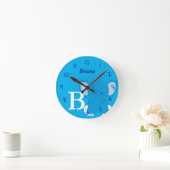 Personalized Nursery Blue Round Clock Runde Wanduhr (Zuhause)
