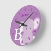 Personalized Nursery Lilac Round Clock Runde Wanduhr (Winkel)