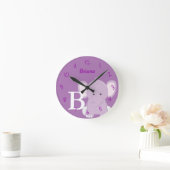 Personalized Nursery Lilac Round Clock Runde Wanduhr (Zuhause)