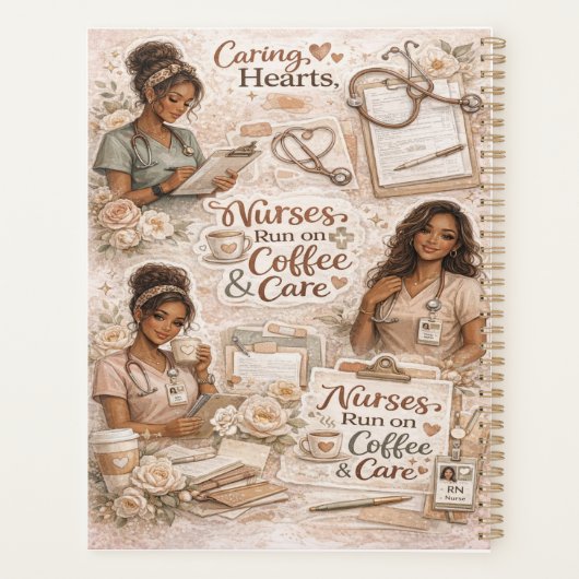 Personalized Nurses run on coffee and care  Planer (Rückseite)