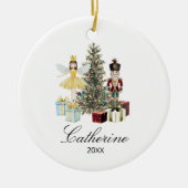 Personalized Nutcracker and Fairy Christmas Tree Keramik Ornament (Vorne)
