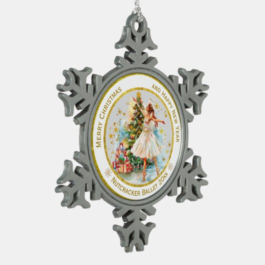 Personalized Nutcracker Ballet Christmas - Gift Schneeflocken Zinn-Ornament (Links)