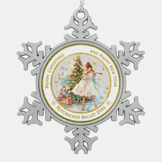 Personalized Nutcracker Ballet Christmas - Gift Schneeflocken Zinn-Ornament (Vorderseite)