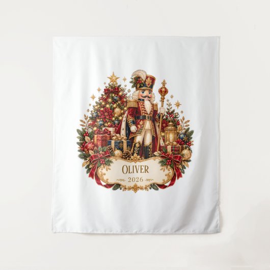 Personalized Nutcracker Christmas Blanket with Nam Wandteppich (Vorderseite)