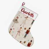 Personalized Nutcracker Christmas Stocking Großer Weihnachtsstrumpf (Vorderansicht (hängend))