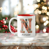 Personalized Nutcracker Monogram N Christmas  Zweifarbige Tasse